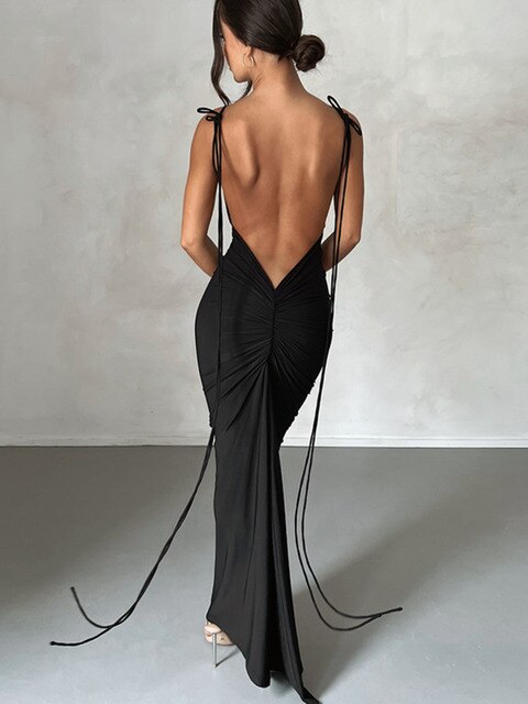 Backless Wrap Hip Long Sling Goddess Dress