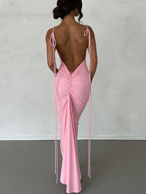 Backless Wrap Hip Long Sling Goddess Dress