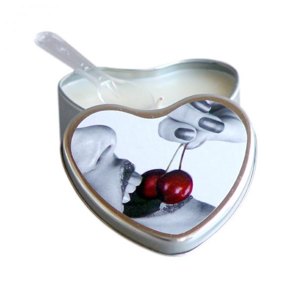 Earthly Body Edible Massage Candle Cherry 4oz Heart Tin